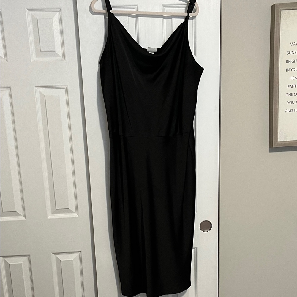 Ava & Viv Satin Black Midi Dress